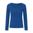 thumbnail image 3 of Rhuody Girl Spring Tops Long Sleeve Shirts Ribbed Layering Tops U Neck Slim Fit Basic Tee Undershirts Retro Wear Blue 13-14 Years, 3 of 5