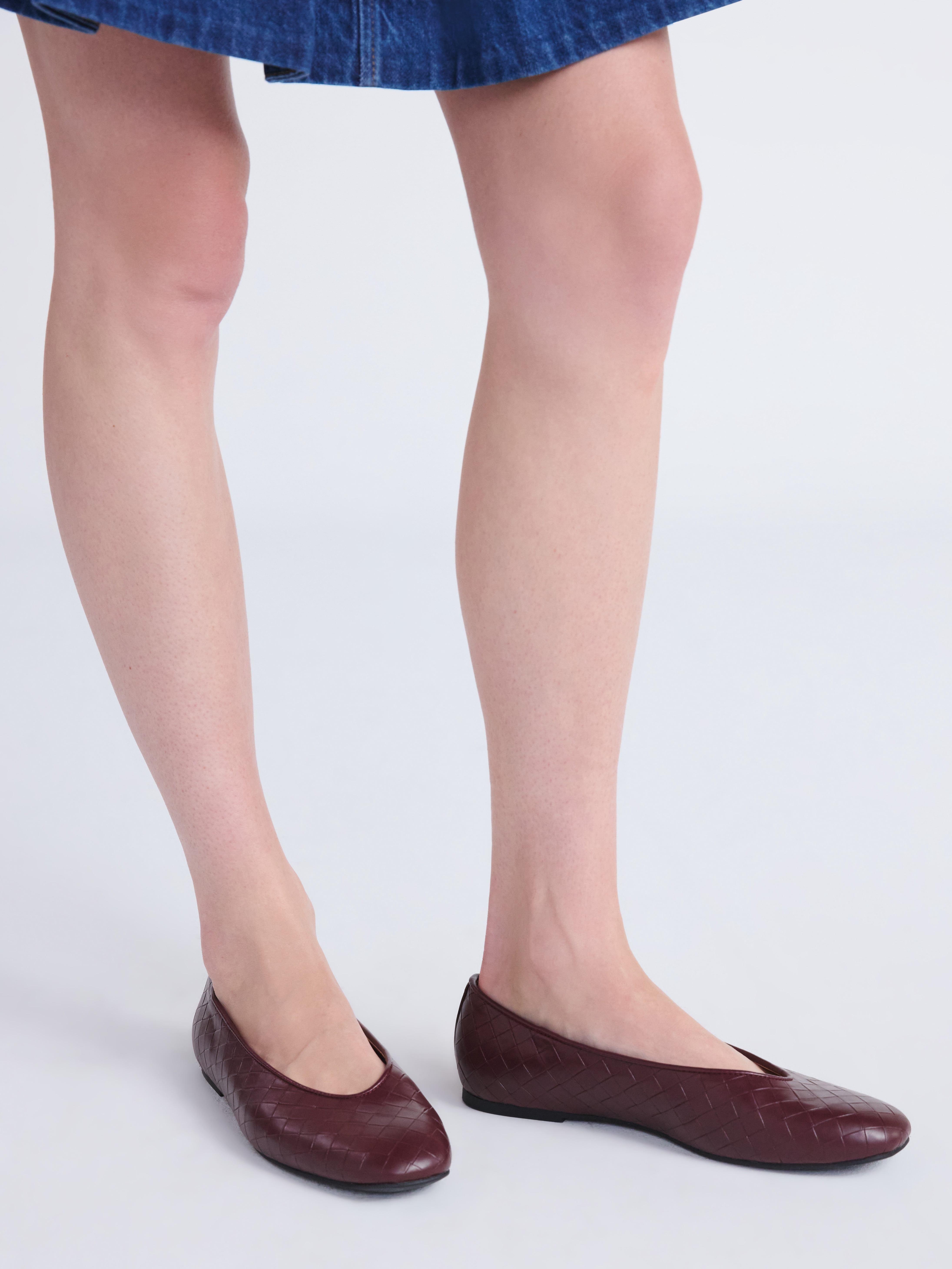 Free Assembly Women's Faux Leather Basketweave Textured Flats, Sizes 6-11