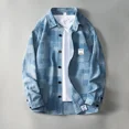 thumbnail image 3 of Chaquetas de mezclilla para hombre, abrigo de vaquero de otoño para hombre, ropa popular coreana de alta calidad, moda Joker, tela vintage de lujo, 3 of 5