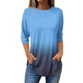thumbnail image 2 of Pxiakgy Vente Chaude!! T-Shirts à Manches Longues Col Rond pour Femmes Printemps Automne Tie Dye Hauts Amples Tunique Décontractée Blouse Col Printemps Tunique Imprimée Décontractée T-Shirts Hauts pour Femmes Bleu Clair L, 2 of 5