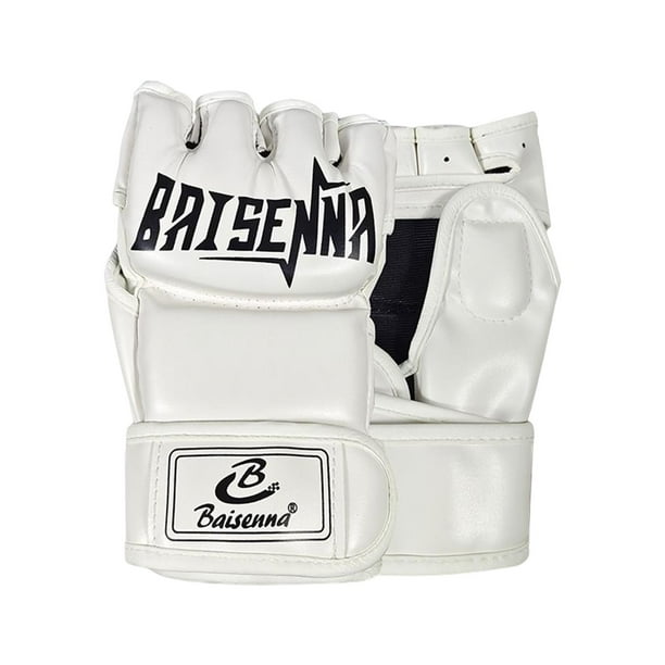 Guantes de MMA, guantes de kickboxing, guantes de entrenamiento para práctica de boxeo y sparring. Blanco