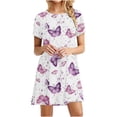 thumbnail image 2 of SMihono Robe d'Été Grande Taille pour Femmes 2023 Mode à Manches Courtes Imprimée Col Rond Robe Mini Ample pour Dames, 2 of 6