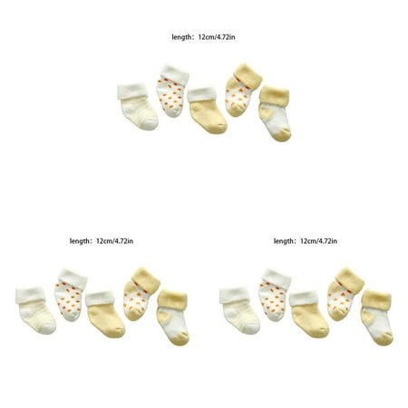 

3 Set 5 Pair/Set Baby Cotton Socks Set Newborn Infant Warm-keeping Cotton Socks with Elastic Opening Yellow L
