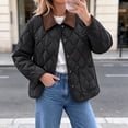 thumbnail image 5 of Xdegoge Quilted Barn Jacket for Women Lightweight Corduroy Collar Button Front Puffer Jacket Fall Winter Casual Outerwear with Pockets Black XL, 5 of 9
