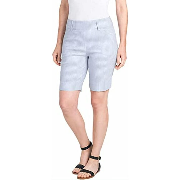 Hilary Radley Womens Midweight Bermuda Pull-On Short (X-Large, Light Blue Combo)