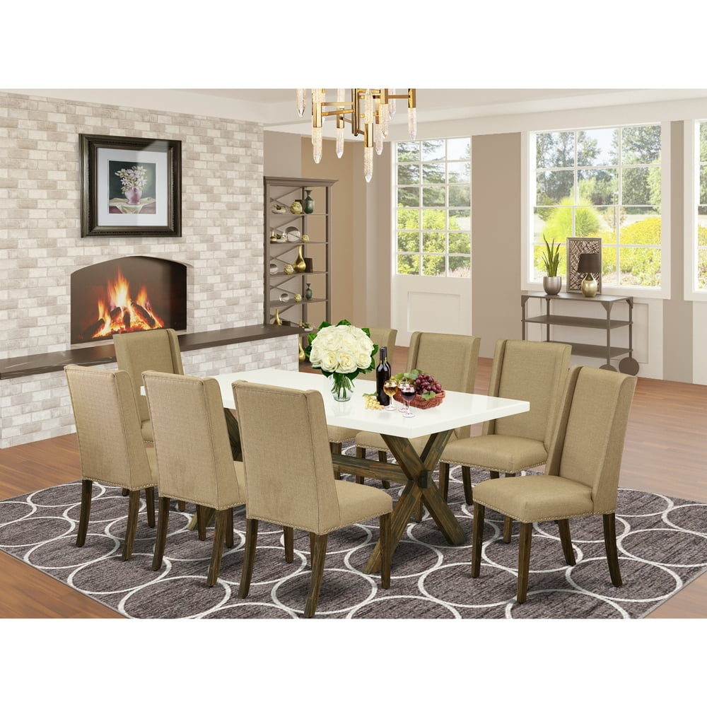 East West Furniture X727FL7169 9Piece Dining Room Set 8 Parson