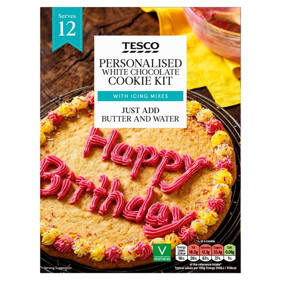 Tesco Personalised White Chocolate Cookie Kit 510g, Imported from Britain