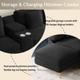 thumbnail image 2 of Rophefx 128" Velvet U Shaped Sectional Sofa with Storage Console, Cup Holders and USB Port, Oversized Modular Deep Seat Cloud Couch with Ottoman for Living Room,Black, 2 of 8