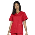 thumbnail image 1 of Landau Women's Essentials Snap Front Scrub Top, Classic Relaxed Fit, V-Neck, 4 Pockets, 1 of 1