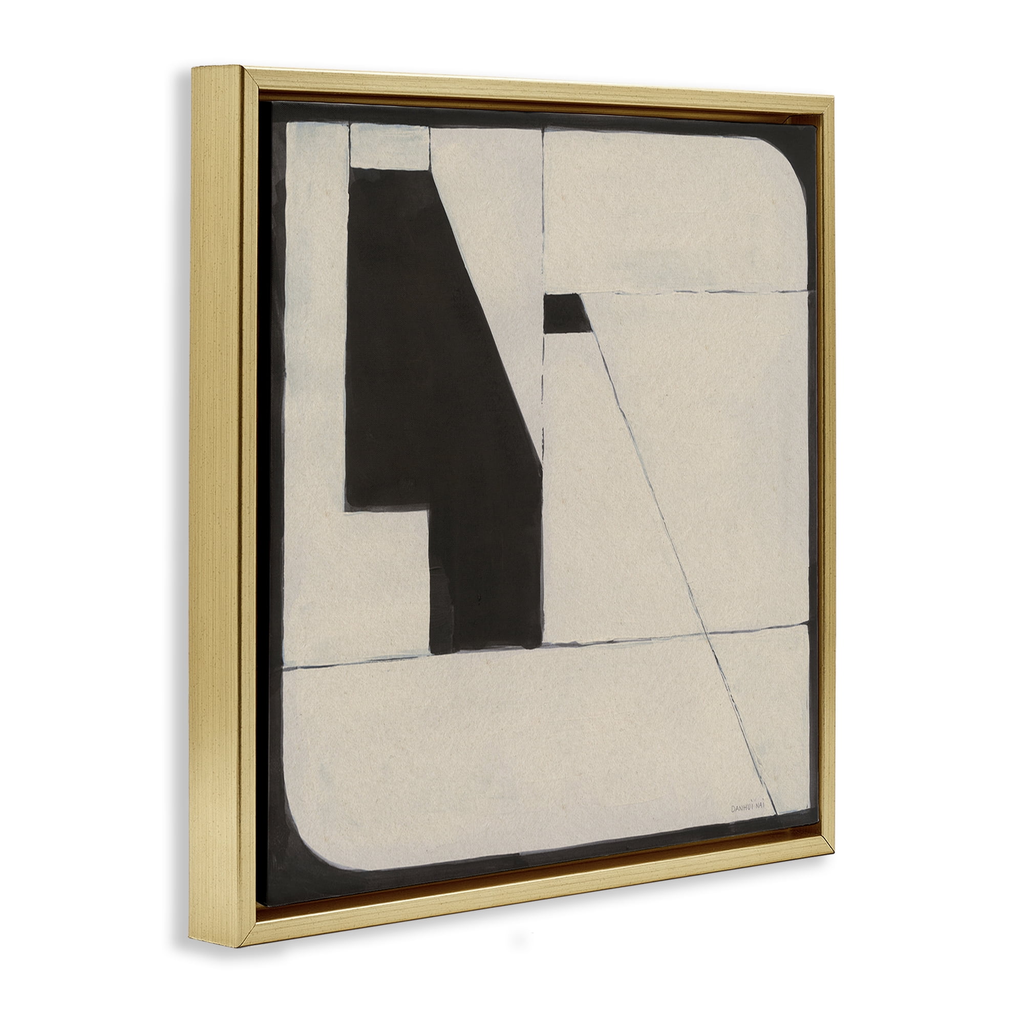Stupell Industries Someday Soon Composition Abstract Painting Gold Floater Framed Canvas Art Print Wall Art, 18 x 18