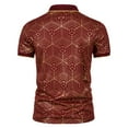 thumbnail image 3 of CEHVOM Fashion Men's Collar Top Stand Collar Print Short Sleeve Button Matching Summer, 3 of 5