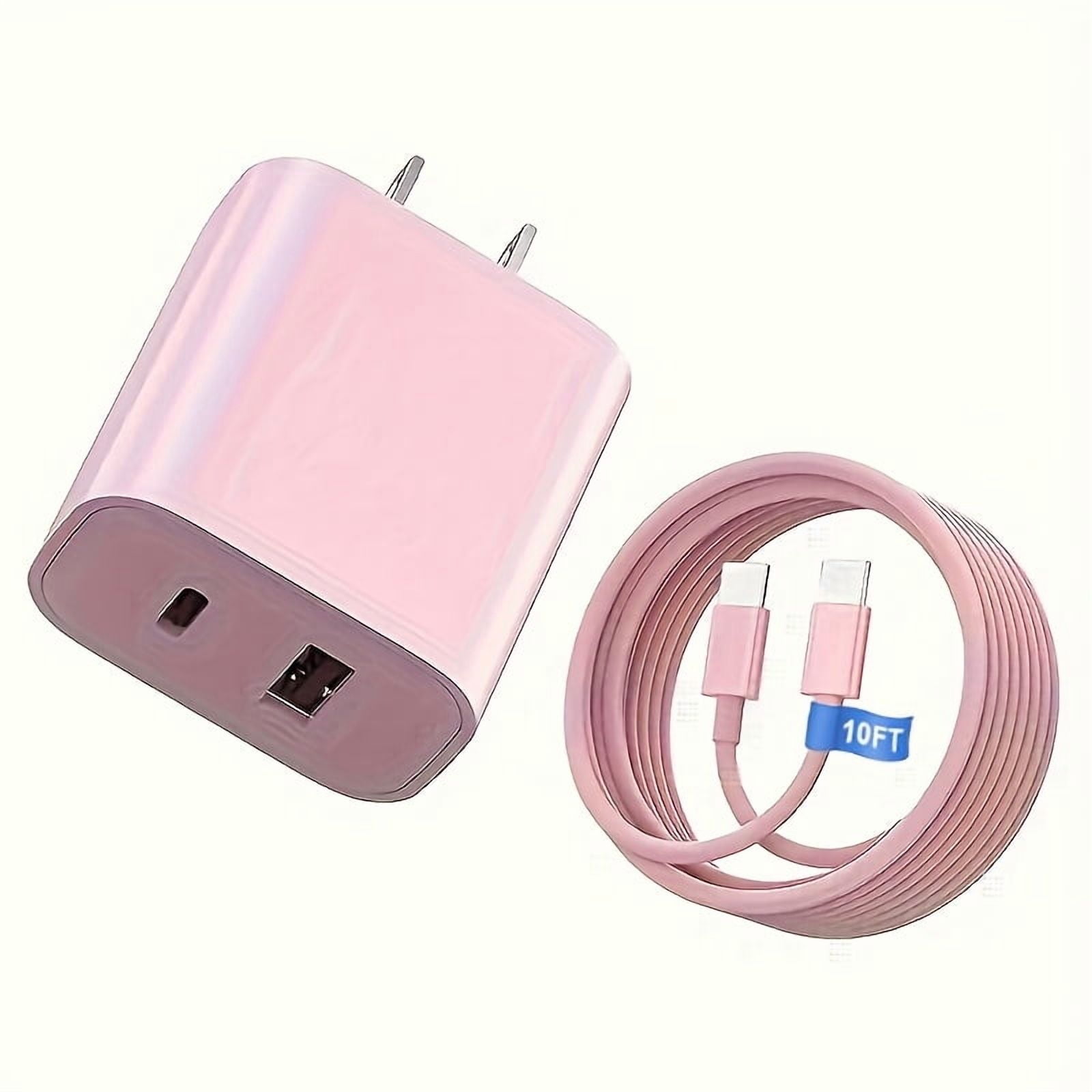 10ft Ultra Long Cable, "dual Fast" 20W USB C Fast Charger Block, Dual Port Power Adapter, with 10ft Cable C-type Fast Charging Group, Suitable for iPhone 15/16 Series, iPad, Samsung, Etc