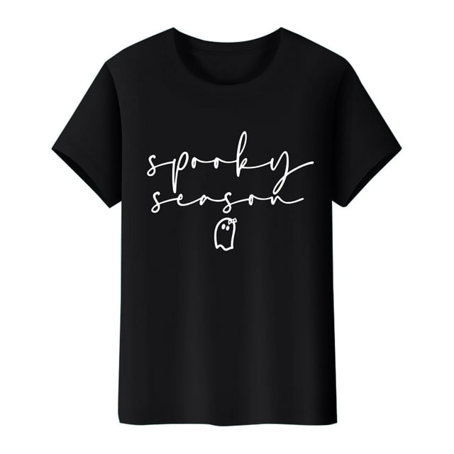 NMMUED T-Shirts d'Halloween T-Shirts de Vacances pour Femmes Col Rond d'Halloween Hauts Décontractés d'Automne T-Shirts Graphiques pour Femmes T-Shirts d'Halloween Mignons pour Femmes T-Shirts d'Halloween Amusants Noirs m