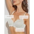 thumbnail image 3 of Deyllo Women's Push up Lace Bra Unlined Plus Size Wired Support Unpadded See-Though Bra, White 40DDD, 3 of 8
