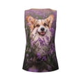 thumbnail image 5 of Picia Dog in Lavender Flowers Pattern Women's Workout Tank Top,Breathable Activewear,Slim Fit Athletic Top,Versatile Workout Moisture-wicking top-, 5 of 9