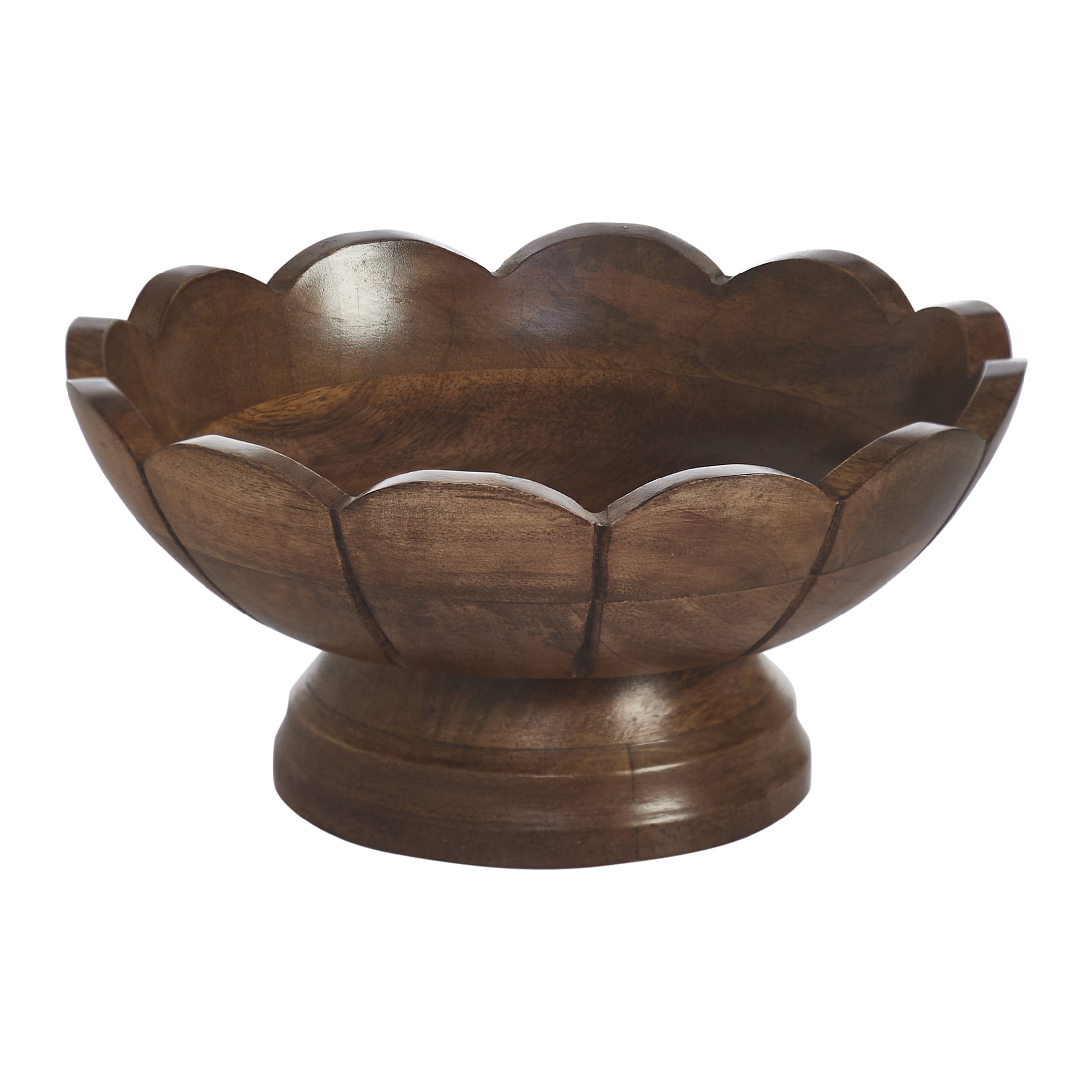 My Texas House Brown 9" Mango Wood Scallop Decorative Bowl