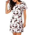 thumbnail image 2 of Pofeuu Christmas Plaid Moose Print Women's Loose Fit Short Sleeve Nightgown, Comfortable Sleep Dress for Women, Casual Lounge Sleepwear, Soft Cotton Sleep Dress, 2 of 6