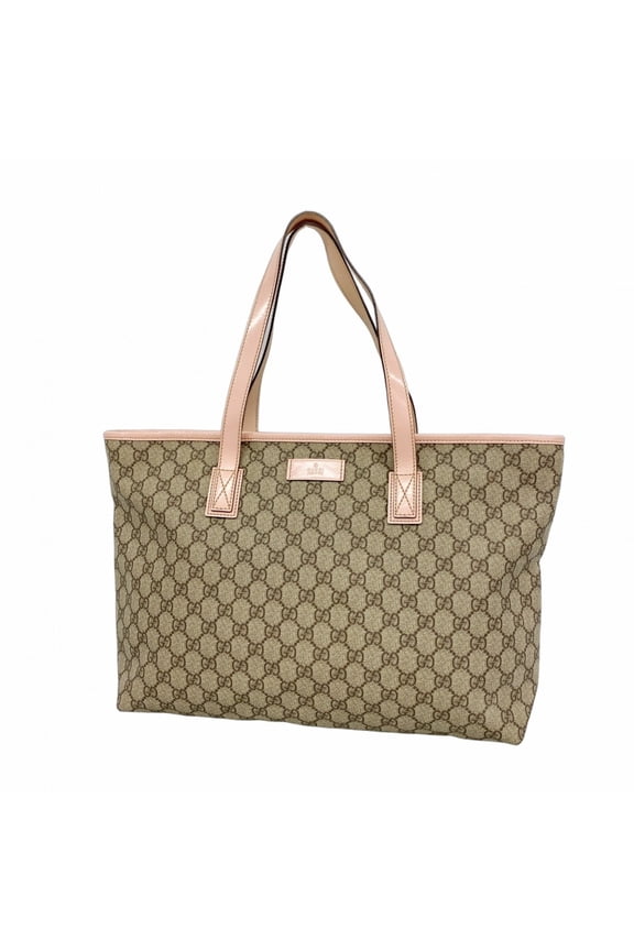 Pre-Owned Gucci GG Supreme Tote Bag 211137 Brown Pink Women's