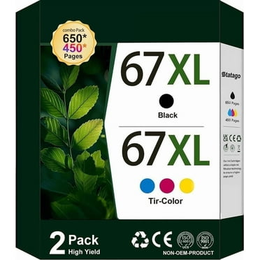 67 Ink Cartridge Compatible for HP 67 67xl Ink Cartridges - Black | Color (Tri-Color), 2 Pack