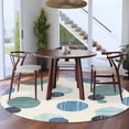 thumbnail image 3 of Round Rug 5Ft Washable Non-Slip, Abstract Geometric Circle Area Rugs for Living Room Bedroom, Farmhouse Vintage Polka Dot Teal Blue Indoor Floor Mats Carpet Runner for Home Decor Aesthetic, 3 of 8