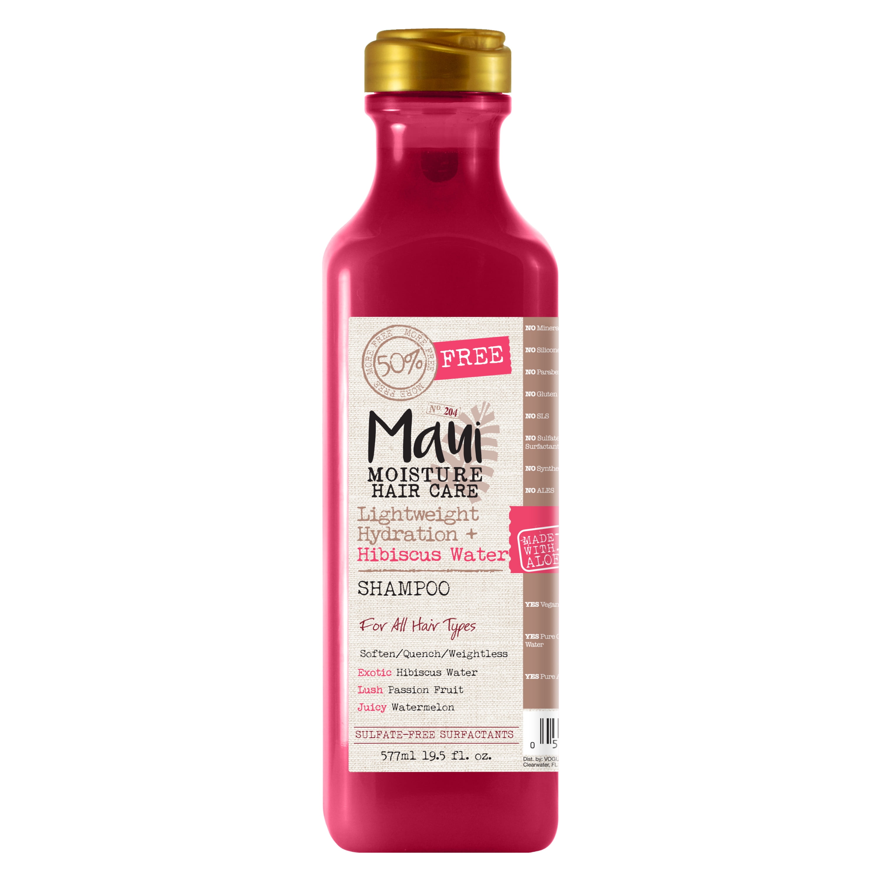 Maui Moisture Lightweight Hydration + Hibiscus Water Shampoo for Daily Moisture, 19.5 Fl Oz
