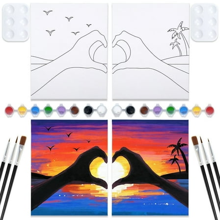 VOCHIC Pre Drawn Canvas Painting Set - 8 Pack 8x10 Inch Art Canvas For Sip & Paint Parties