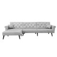 thumbnail image 6 of Aukfa 115" Velvet Sectional Sleeper Sofa for Living Room, Convertible Sofa Bed Queen, Light Gray, 6 of 10
