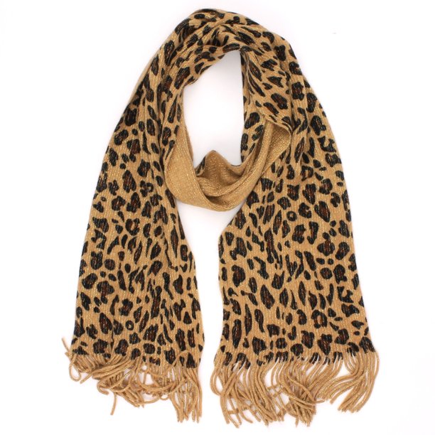 Croft & Barrow Women's Leopard Animal Print Metallic Fringed Scarf