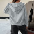 thumbnail image 4 of Zip Up Hoodie Women Oversized Lightweight Sweatshirts Plus Size, Plain, Long Sleeve, Drawstring, Full Zipper with Pockets, Casual Fashion Fall Winter Jackets Gray M, 4 of 6