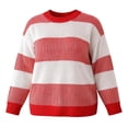 thumbnail image 6 of yillto Plus Size Women Sweater Color Block Striped Fashion Crew Neck Pullover Knit Loose Sweaters, 6 of 6