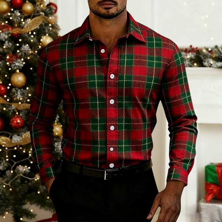 men's christmas plaid dress shirt Comfort Stretch Non-Iron Plaid Dress Shirt