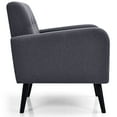 thumbnail image 6 of Topbuy Modern Upholstered Accent Chair Linen Fabric Single Sofa with Rubber Wood Legs Grey, 6 of 6