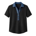 thumbnail image 7 of Tqcoqu Polo Shirts for Women Front Button V Neck Short Sleeve Womens Tops Casual Comfy Loose Fit T Shirts,Black,Women's S-XXL, 7 of 7
