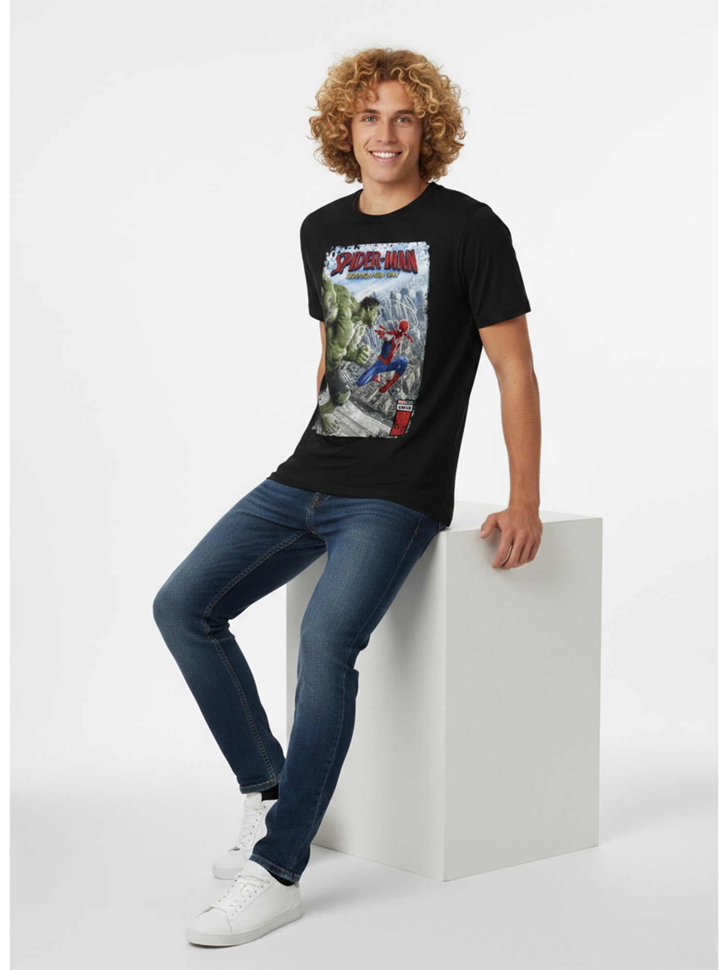 Marvel Spider-Man, Men's & Big Men's Graphic Tee, Spidey vs Hulk Comic Cover, Sizes S-3XL