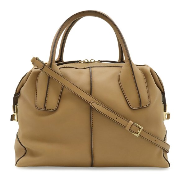 Pre-Owned TOD'S D-styling D-bag Handbag Mini Boston Shoulder Bag Leather Brown Beige