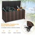 thumbnail image 5 of Patiojoy 96 Gallon Outdoor Storage Box PE Wicker Deck Box with 4 Wheels & Waterproof Liner Patio Rattan Storage Container Mix Brown, 5 of 10