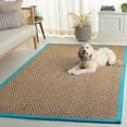 thumbnail image 4 of SAFAVIEH Natural Fiber Arbor Bordered Area Rug, Natural/Turquoise, 6' x 9', 4 of 14