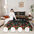 thumbnail image 4 of Homewish Red Flower Floral Full Size Comforter Sets, Bohemian Moon Phase Bedding Comforter Set, Black Reversible 3 Piece, 1 Comforter and 2 Pillowcases, 4 of 6