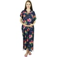 thumbnail image 3 of Bimba Maternity Kaftan With Belt Rayon Nursing Night Gown, Front & Back Buttons, 3 of 7