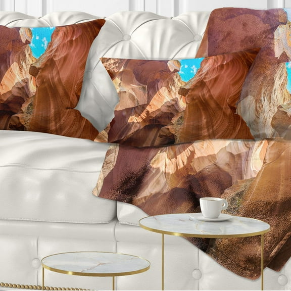 Designart Sky from Antelope Canyon - Landscape Photo Throw Pillow - 12x20