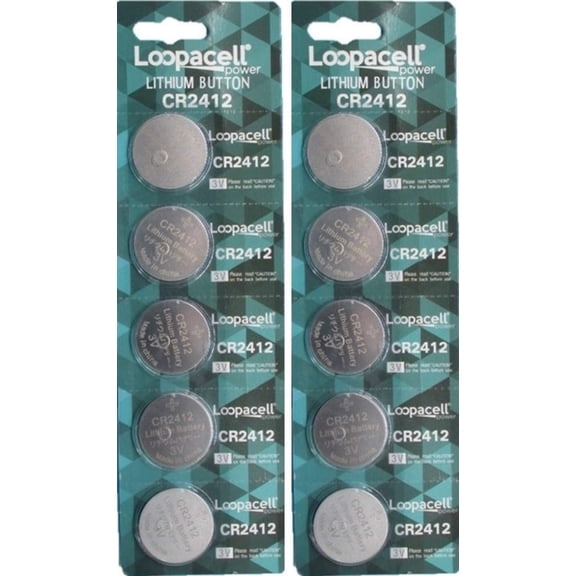 Loopacell CR2412 CR 2412 Lithium 3V 10 Batteries