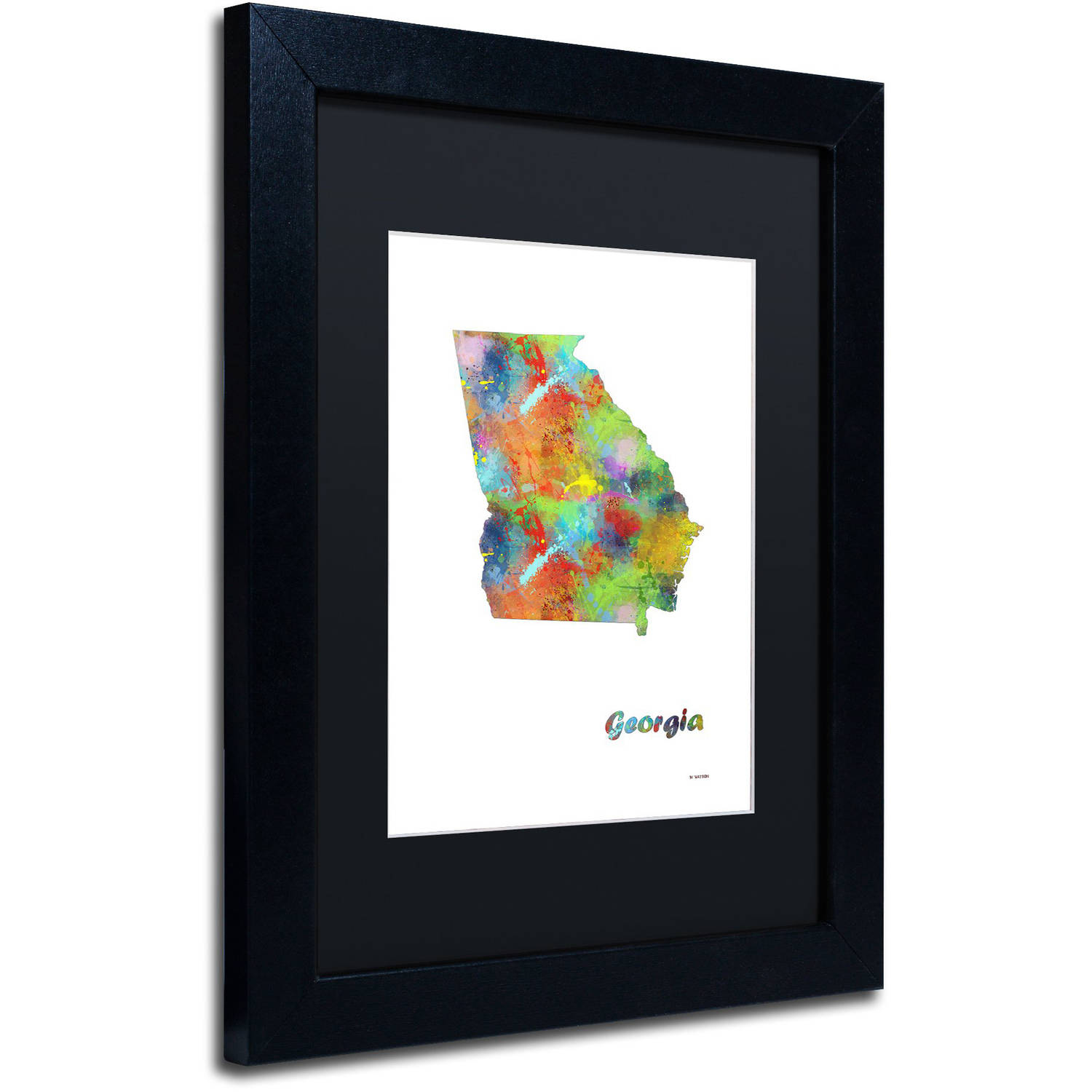 Trademark Fine Art "Georgia State Map-1" Canvas Art by Marlene Watson, White Matte, Black Frame