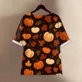thumbnail image 6 of Towmus Womens Tops Clearance Under $10 Women Halloween Print Button Crew Neck Short Sleeve Fall T-Shirts Graphic Tee Tops, 6 of 7