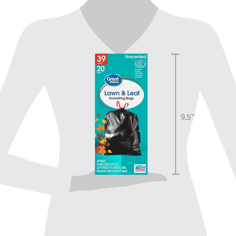 Great Value 39 Gal Drawstring Lawn & Leaf Trash Bags, 20 Count photo 8