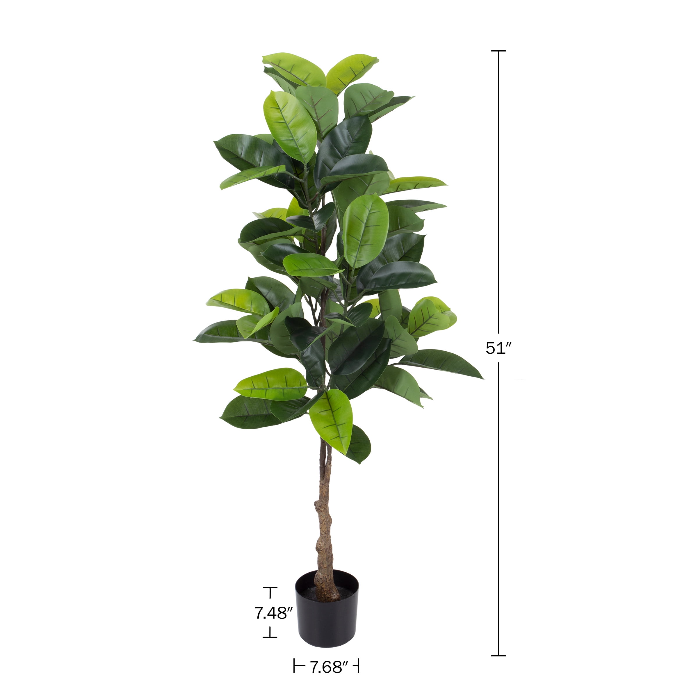 Pure Garden 51" Artificial Rubber Plant in Pot