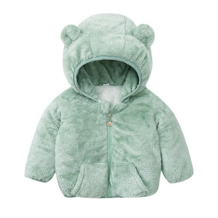 

GYRATEDREAM Toddler Baby Boys Girls Plush Jacket Long Sleeve Solid Windproof Zipper Hooded Coat Kids Warm Fall Winter Clothes 2 Months- 5 Years