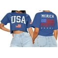 thumbnail image 2 of For G and PL Women's 4th of July American Flag Crop Top USA Stars and Stripes Memorial Day Short Sleeve Tee Shirts, 2 of 8