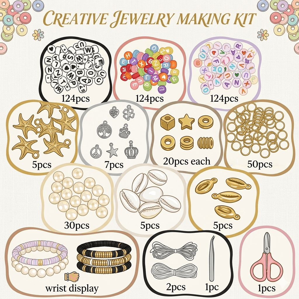 Meilimei -19500PCS 144 Colors Clay Beads for Bracelets Making Kit (6mm), Polymer Heishi Beads with Charms Gifts for Teen Girls Crafts for Girls Ages 8-12(Multicolor)