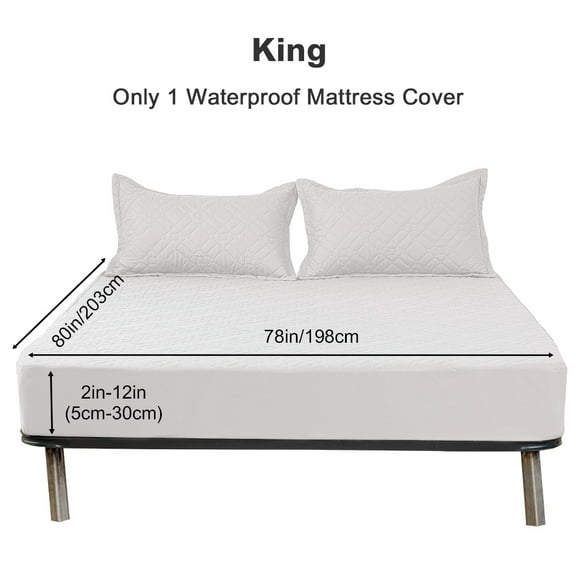 UPONRAY King Mattress Protector, Quilted Waterproof Mattress Protector with Deep Pocket up to 12 Inches, Soft Breathable Noiseless Bed Pad Topper, Queen Bed Cover for Home, Bedroom, Hotel (White)