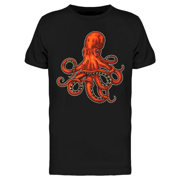 Smartprints - Red Octopus Graphic Tee Men's -Image by Shutterstock ...